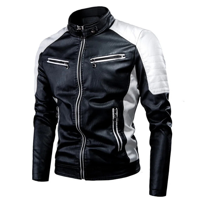 Motorcycle Jacket Leather Men Coat Bomber Waterproof Warm Fashion Splicing Vintage Stand Collar Riding Black Long Jacket Plus 260306