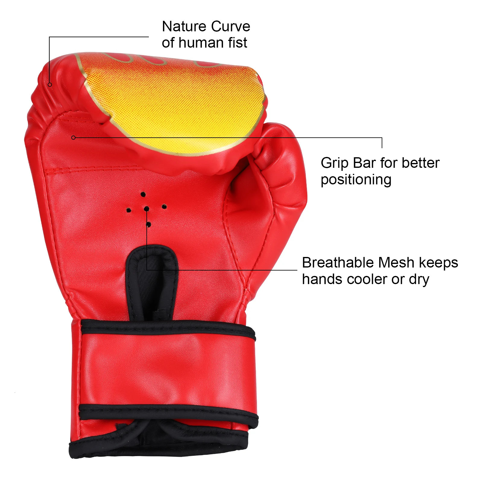 Kids Boxing Gloves Children Punching Training Sparring Comfortable Adjustable Fighting Mitts Hand Protector Black 260228