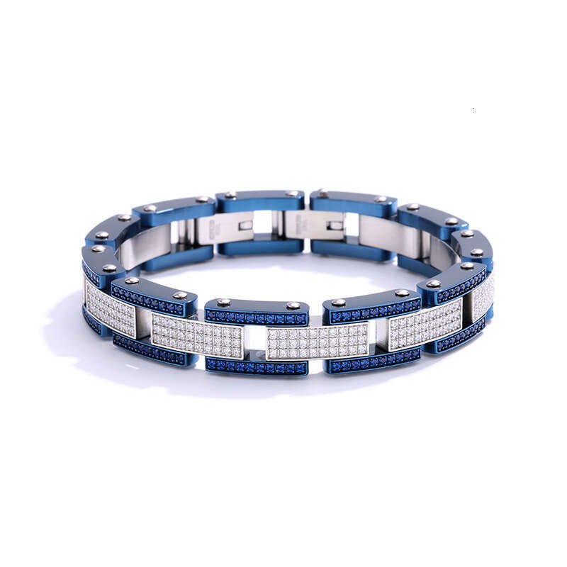 Direct from the factory: European and American titanium diamond-encrusted bracelet, 316 stainless steel vacuum 18K Cuban chain, premium men's bra