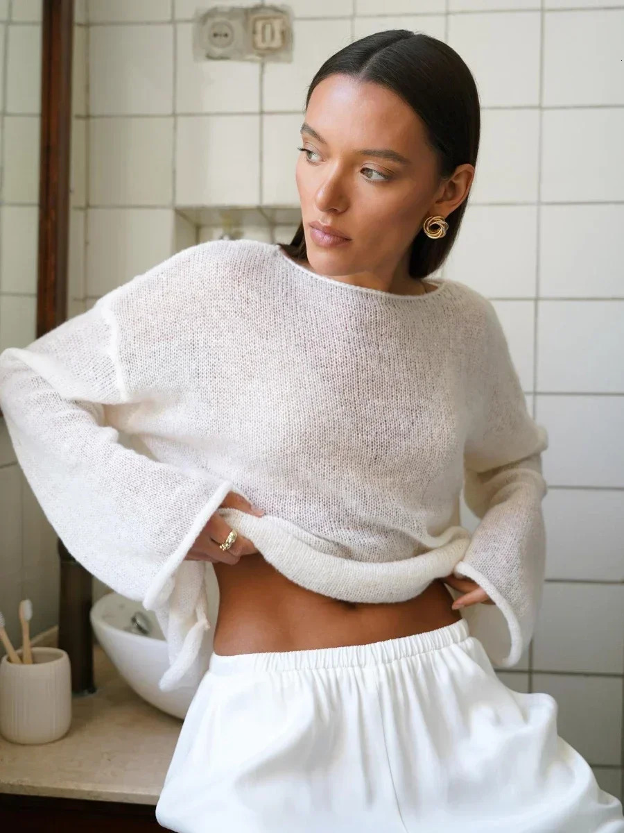 Bornladies Elegant Sweater Women Summer Autumn Casual Fashion Loose Pullovers Chic Pink White Jumper Sueter Mujer 260306