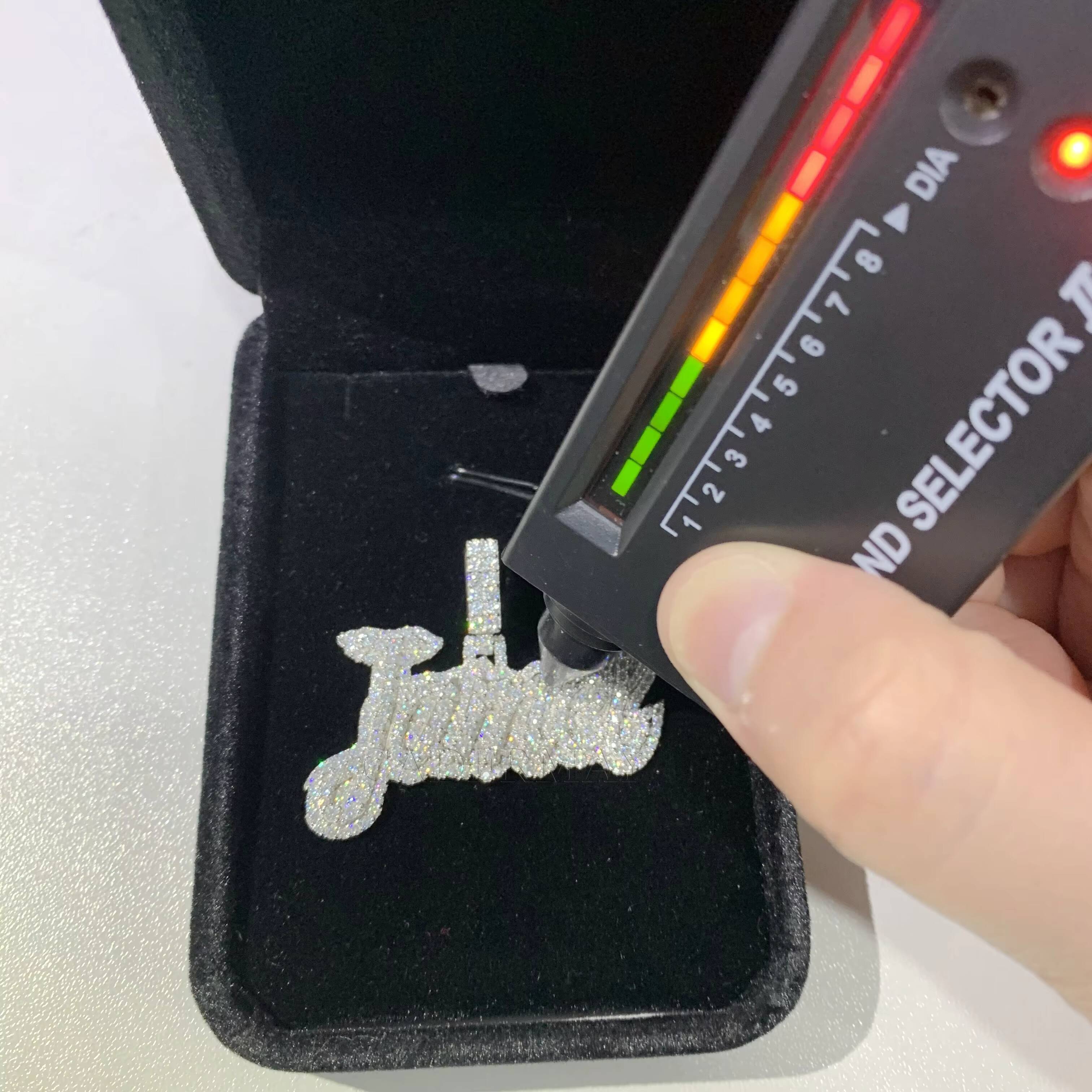 Hiphop 15in Moissanite Initial Pendant S925 Iced Out VVS Moissanite Diamond Letter Pendant Bling Rapper Moissanite Name Pendant