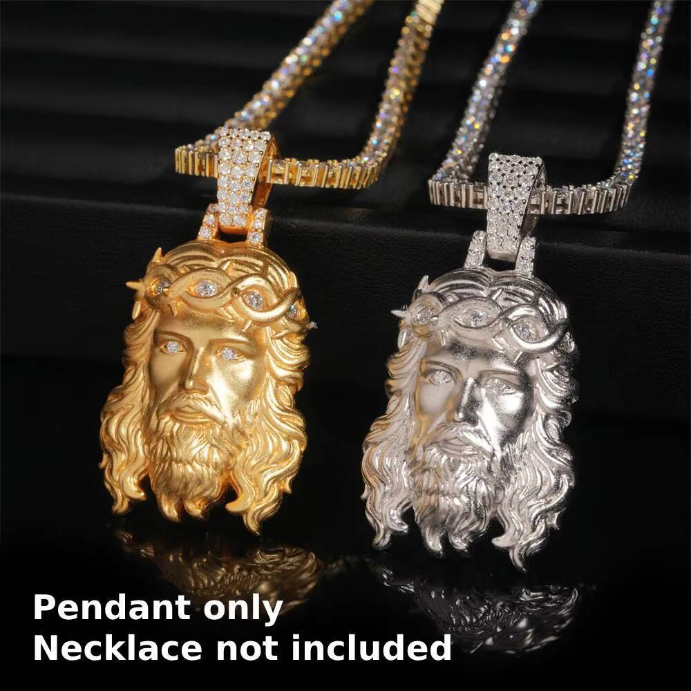 Personalize Hip Hop Jesus Face Moissanite Pendant 925 Silver 18K Gold Plated Statue Jewelry Accessory for Woman Men