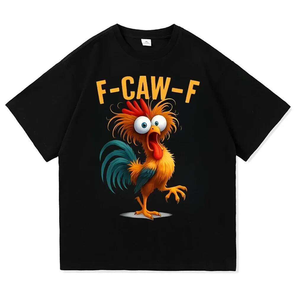 Funny F-Caw-F T-Shirts Rooster Sassy Tees Lover Moonlit Raven Tops Black Bird Shirt Chicken Meme Oversize Men Women Clothing XJ260306