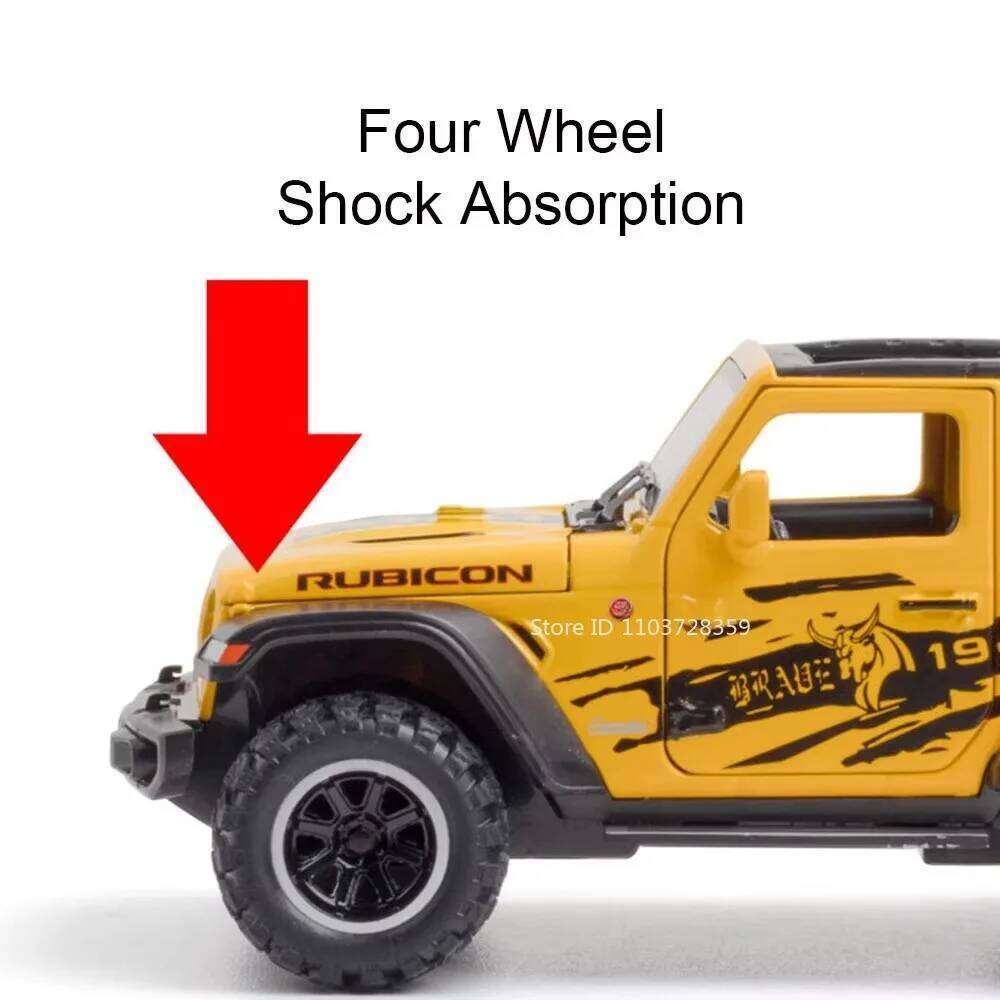 1:32 Wrangler Rubicon Diecast Off-road Vehicle Alloy Model Toys Car Doors Opened with Sound Light Pull Back Police Cars Kid Gift Z260306