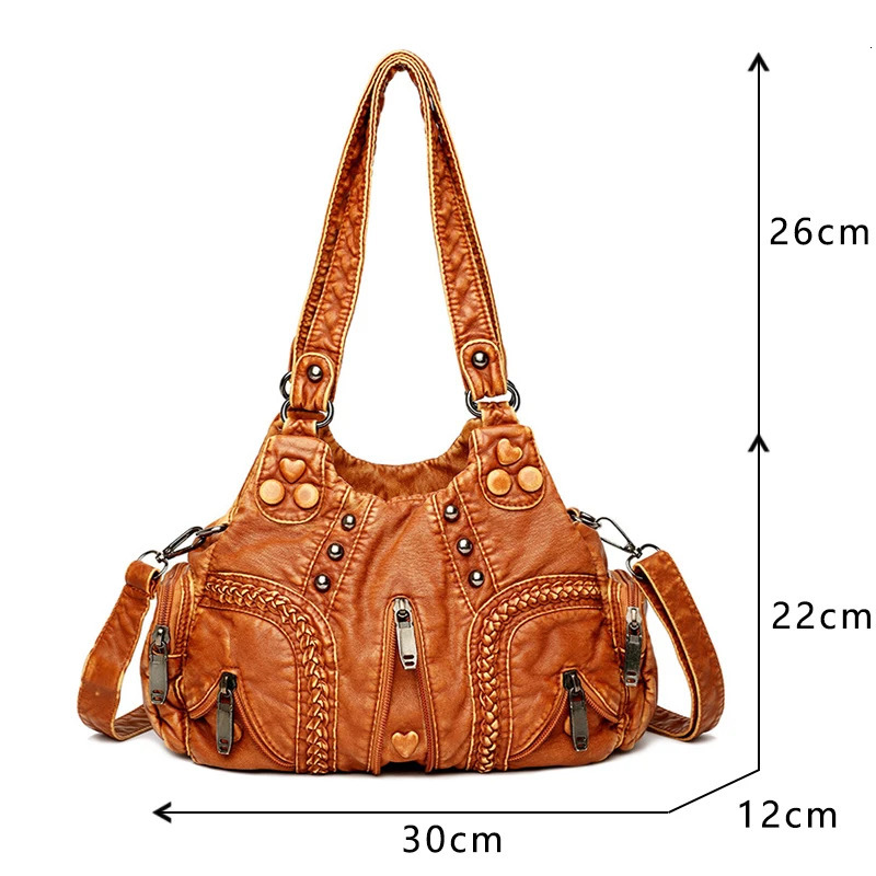 Black Y2k Women Shoulder Bag Vintage Punk Goth Fashion er Pu Leather Tote Bag Large Capacity Rivet Motorcycle Handbag 260303