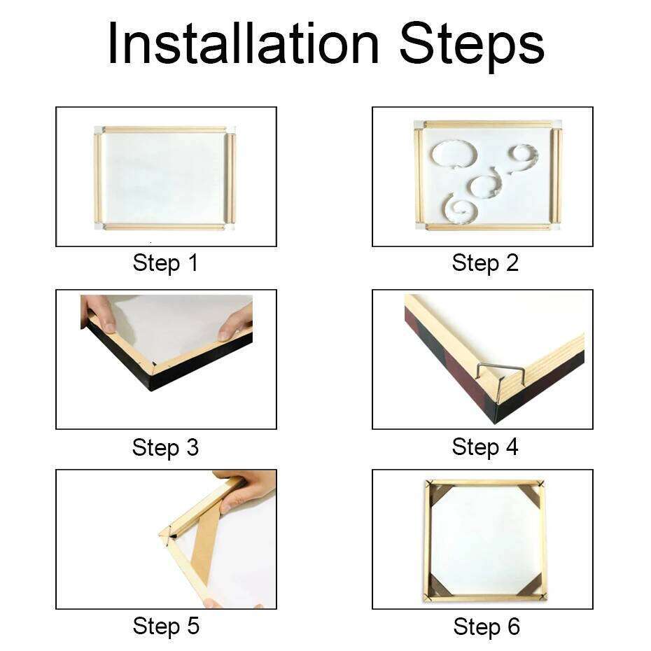 50x70 60x90 60x120cm Wooden Photo Oil Diamond Painting Frames Canvas Wood Wall Frame H260306