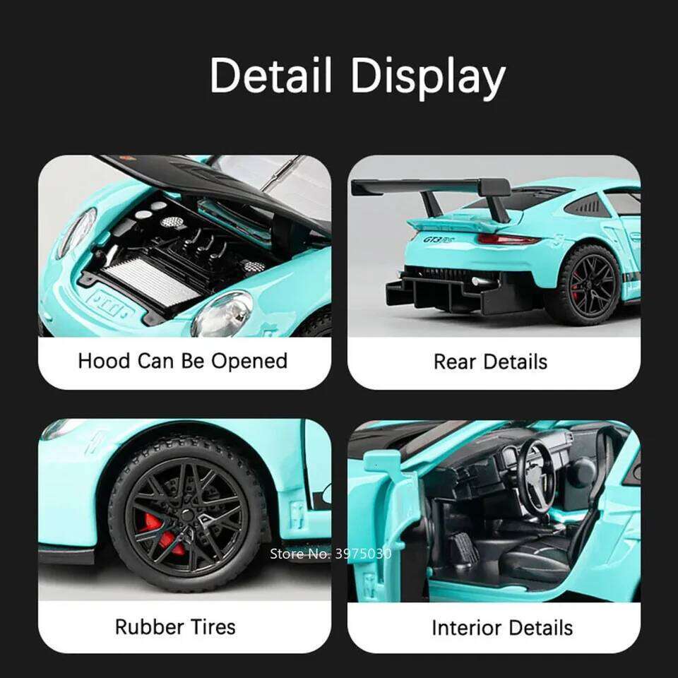 1:32 Alloy Diecast GT3 RS Toys Cars Models Wheel Pull Back 4 Doors Opened Supercar with Light Sound Sports Car Child Adult Gifts Z260307