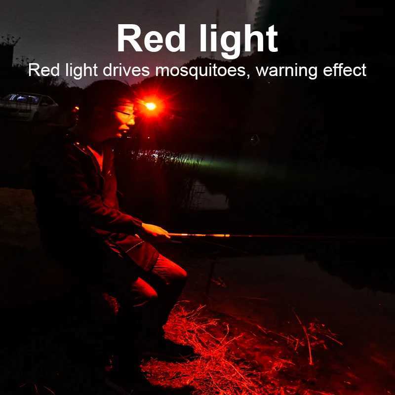 Portable Strong Light Sensor Head Flashlight White/Red Light Rechargeable Waterproof Headlight Led Head Lantern Fishing Camping H260307
