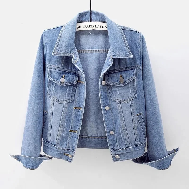Spring Autumn Womens Denim Jacket Long Sleeve Overcoat Loose Denim Coat Button Outwear Jeans Jackets 5XL 260306