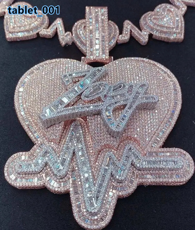 Moissanite Iced Out Hip Hop Pendant Necklace for Men Diamond Luxury Hip Hop Pendant Hip Hop Custom Silver Jewelry