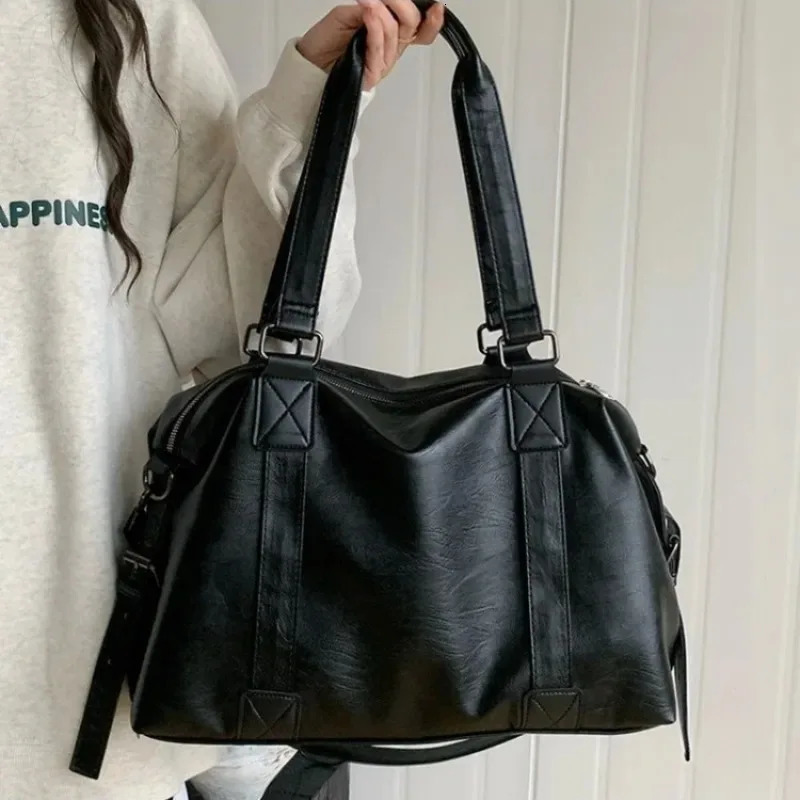 Fashion Tote Bag Leather Women Bag Simplicity Handbag Solid Vintage Shoulder Messenger Bag for Ladies 260306