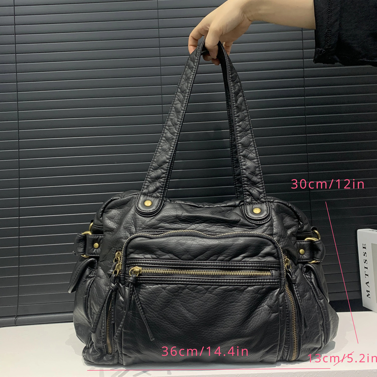 Womens Fashion Retro Tote Bag Soft PU Leather Large Capacity Shoulder Bag Y2K Punk Multi Pocket Crossbody Handbag 260303