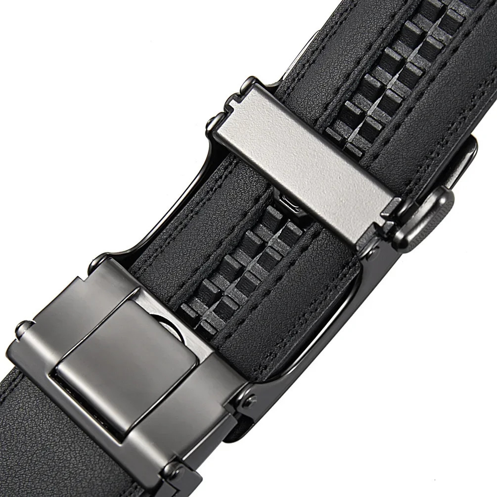 Male Cowskin Leather Belt - Automatic Buckle er Style 35cm Black/Brown Plus Size 130-170cm 260302