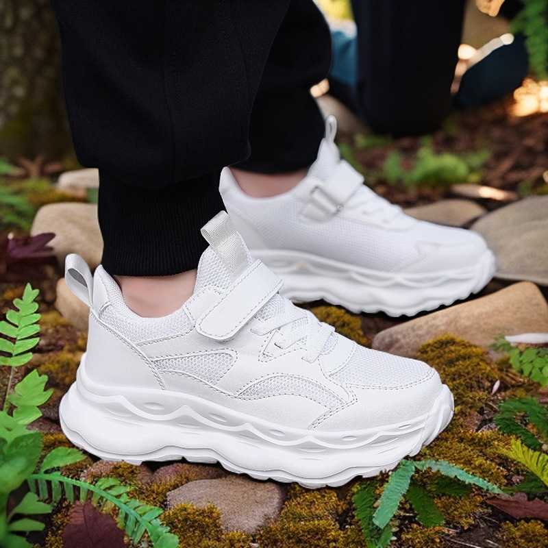 Free shipping Boys and girls' sports shoes, breathable mesh shoes, soft-soled campus breathable mesh white shoes Teenagers sports spring autumn S