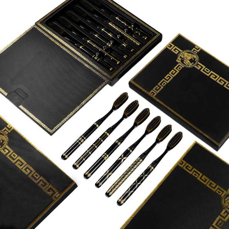 This 6-piece luxury toothbrush set features soft bristles for gum protection, making it ideal for couples and adult home use.T260307