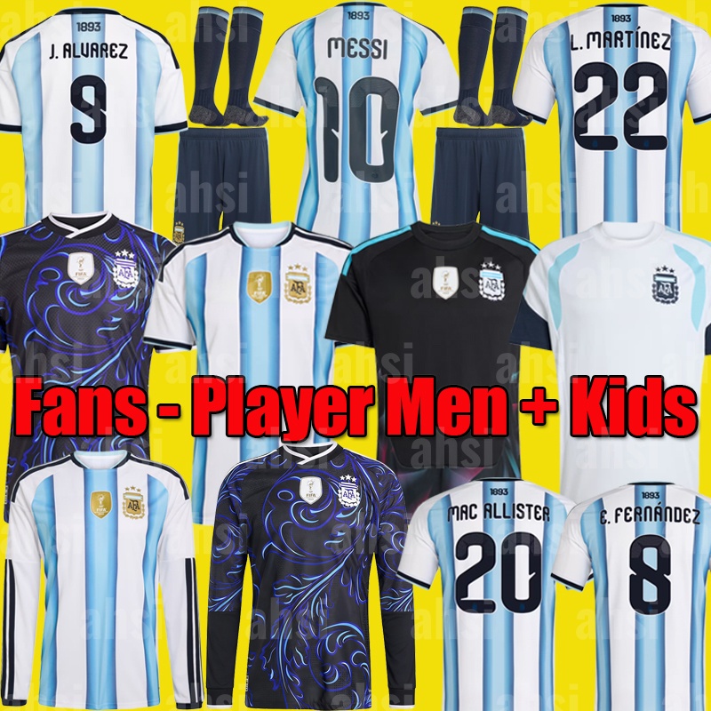 argentinas jerseys 2026 2026 World Cup Argentinas jersey Long sleeves kit soccer Jerseys GARNACHO DE PAUL Football Shirt Men DI Maria Kids Goalkeeper training set