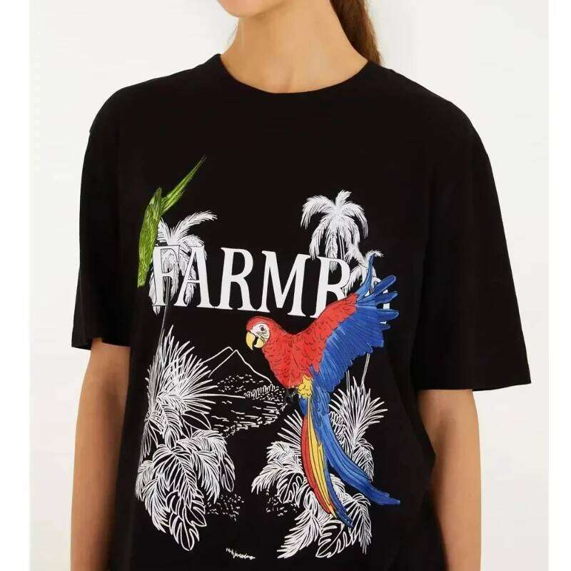 Brazil 2025 FARMRIO Summer New Personality Pattern Logo Printed Short-sleeve Women The Same Casual T-shirt XJ260306