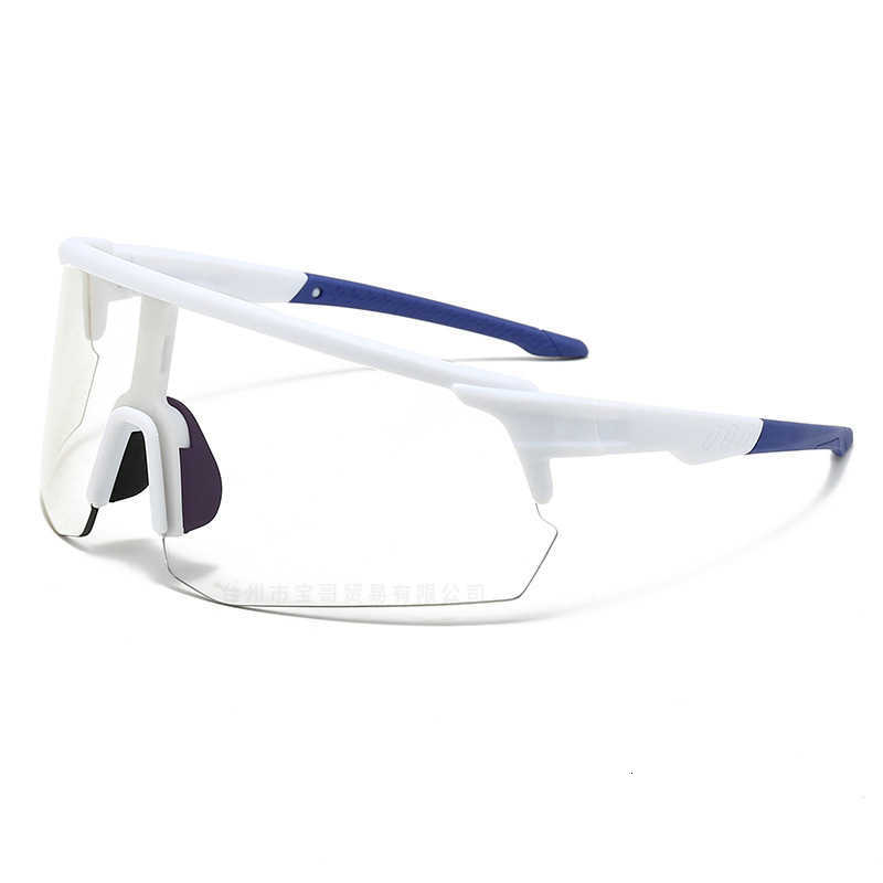 New Half-Frame Sports Photochromic Glasses Outdoor Running One-Piece Lens Sunglasses Bicycle Riding Windproof Sunglasses S260304