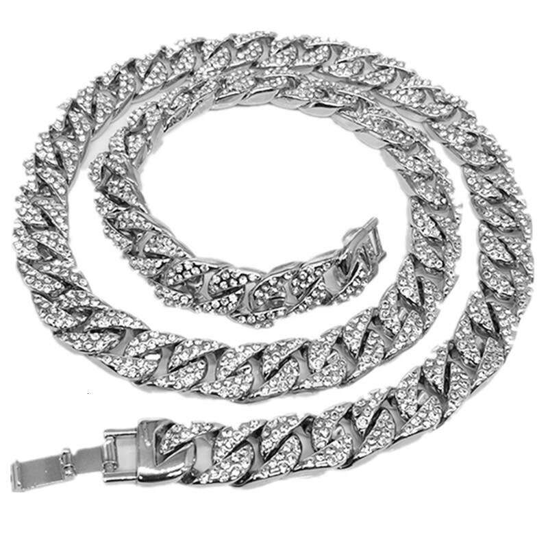High-quality European and American original Cuban chain, trendy brand, full of diamonds, 15MM thick, exaggerated hip-hop necklace