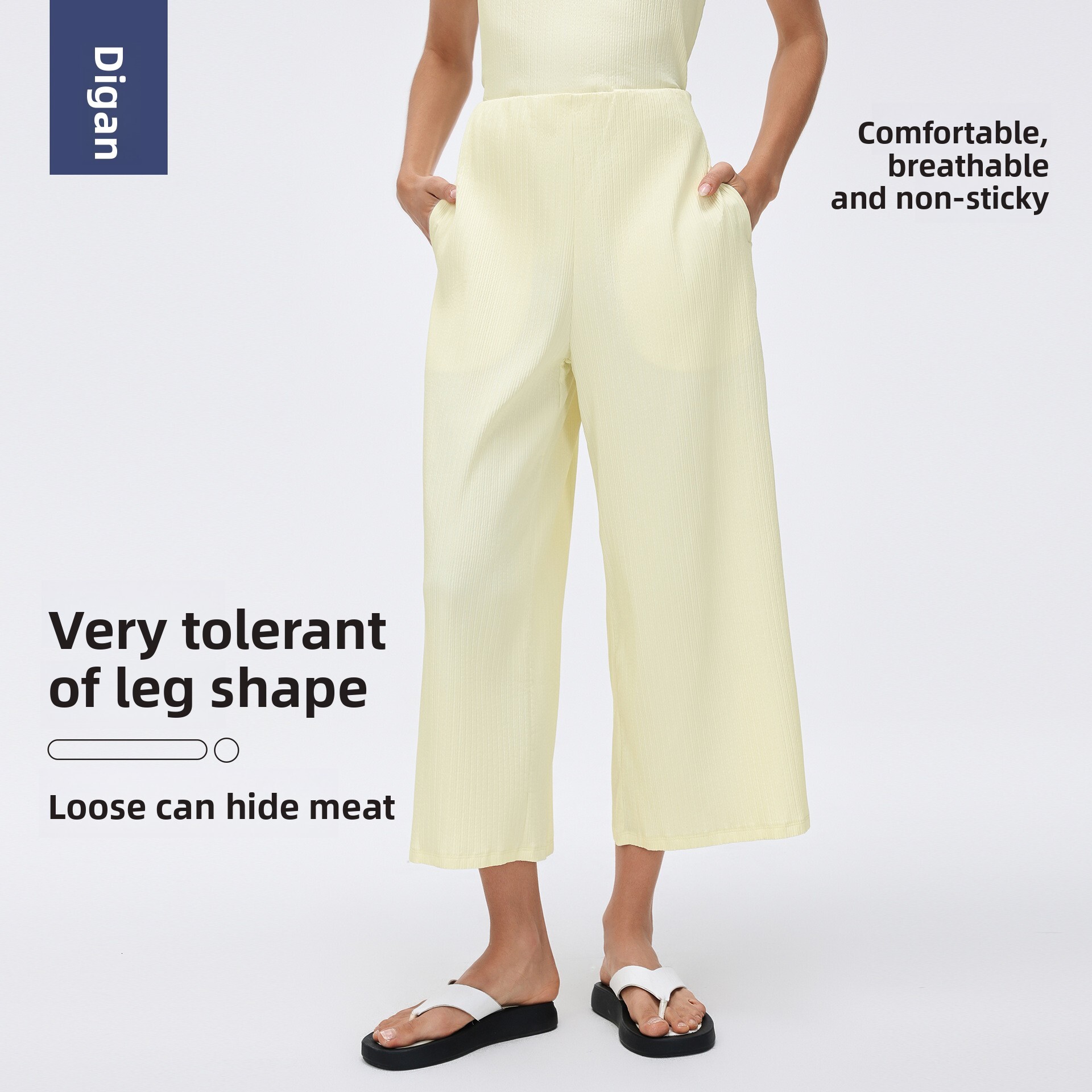 High Waist Sports for Women New Loose Versatile Wide Petite Casual Straight Leg Capri Pants