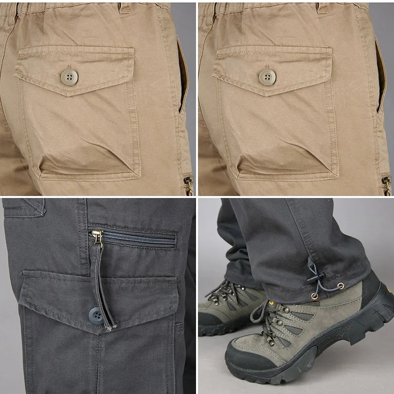 Spring Cargo Pants Man Cotton Reinforced Utility Military Outdoors Man Work Trousers Long Tactical Pants For Men Fashion Casual 260305