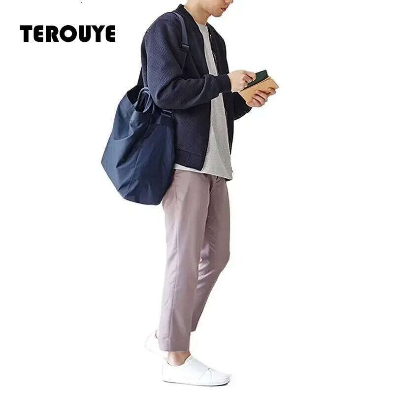 Large Capacity Korea Tote Nylon Casual Travel Handbag Diagonal Swimming Beach Fitness Yoga Unisex Storage Shoulder Bag TEROUYE