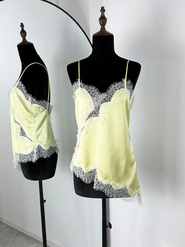 Tornova Sexy Lace Splice Sling Vest For Women Fashion Irregular Sleeveless Tanks Top Girl Casual Club Party Camis 2026 260306