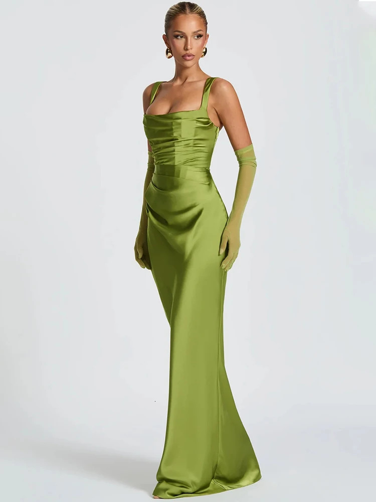 Mozision Satin Backless Sexy Maxi Dress Women Elegant Halter Offshoulder Sleeveless Laceup Bodycon Club Party Long Dresses 260306