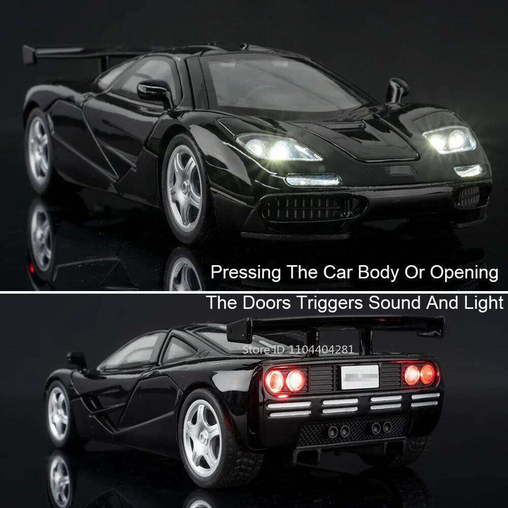 1:32 F1 765LT Car Toys Models Alloy Diecast Sports Cars Sound Light Pull Back Doors Opened Miniature Vehices Kids Birthday Gifts Z260306
