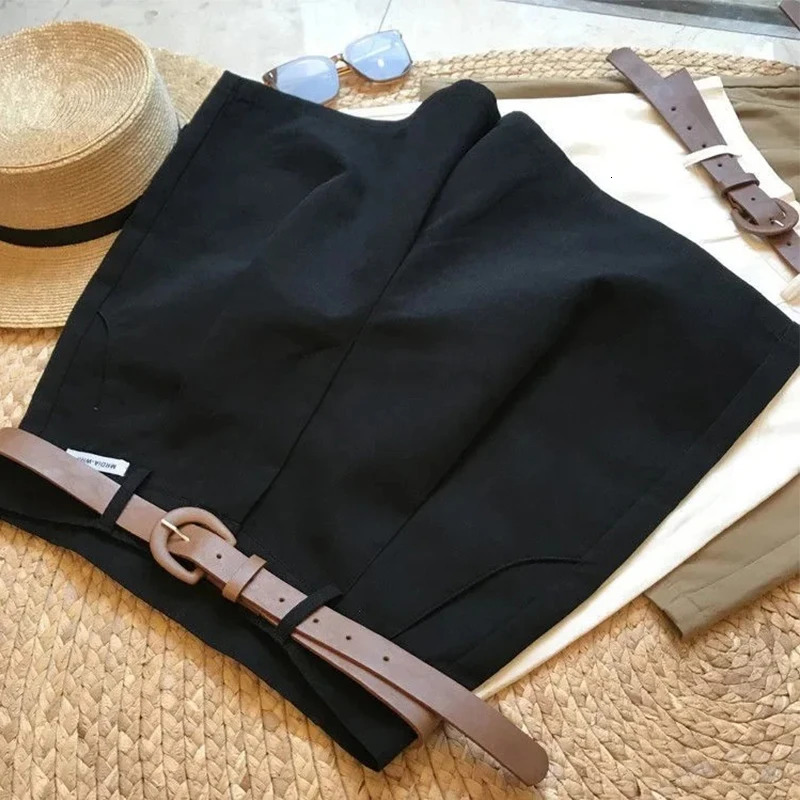 Wide Leg Shorts for Women Summer Thin Cotton A Line Short Pants Office Lady Classic Loose Casual Zipper Womens Shorts 260306