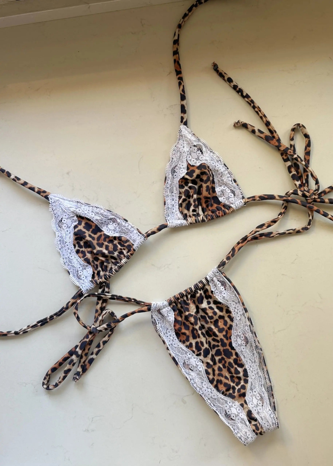 Sexy Lace Patchwork Brazilian Bikini Set Female Halter Swimwear Women Print Swimsuit Bathing Suit Biquini 260306