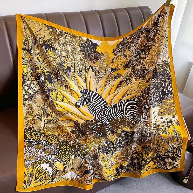 2024 Women Printed Horsehead Silk Scarf Fashion and Versatile Sunscreen Outer Shawl and Head scarf Wholesale 260302
