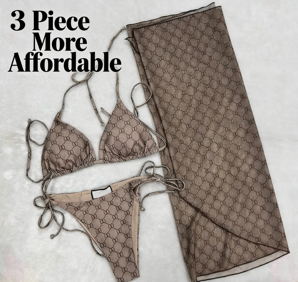 Luxury Designer Womens Bikini Set 3 Piece Swimsuit Ladies Cover Up Skirt Monogram Print Beachwear Summer Beach Bathing Suit