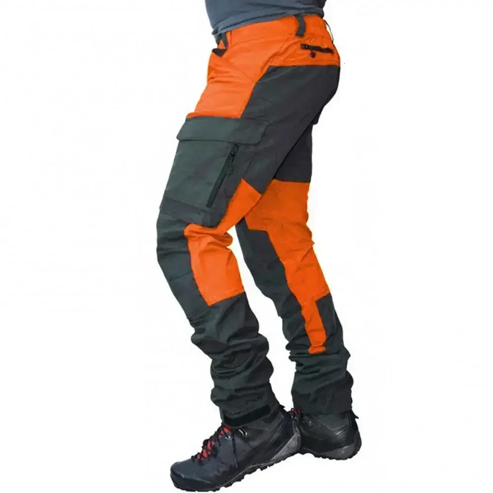 Spring Casual Slim Cargo Pants Men Long Work Trousers Male Multi Pockets Patckwork Color Outdoor Sport Camping Fishing Pants 260305