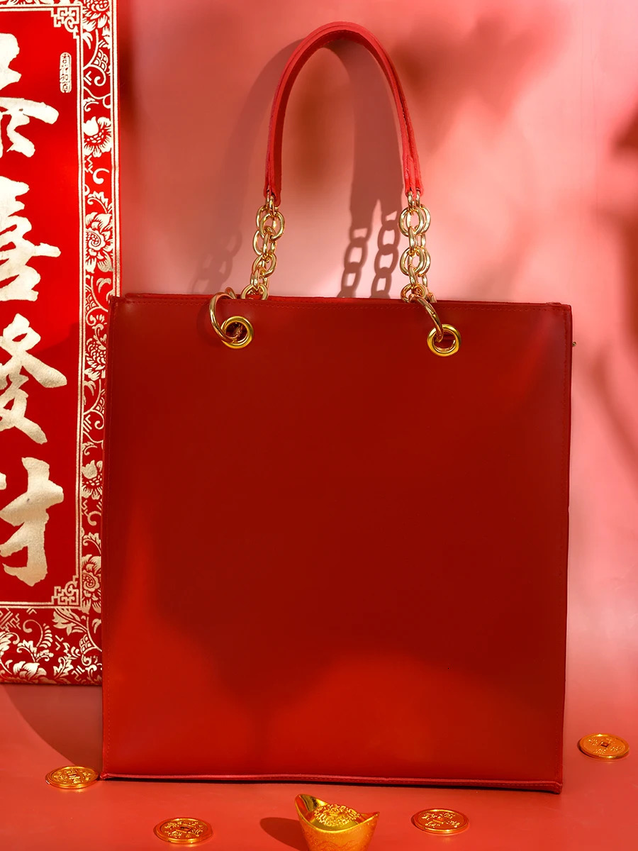 Original Antique Festive Bride Handbag Gift Gold Bags Chinese Red Bag Female Wedding Hanfu Embroidered Dragon for Women 260307