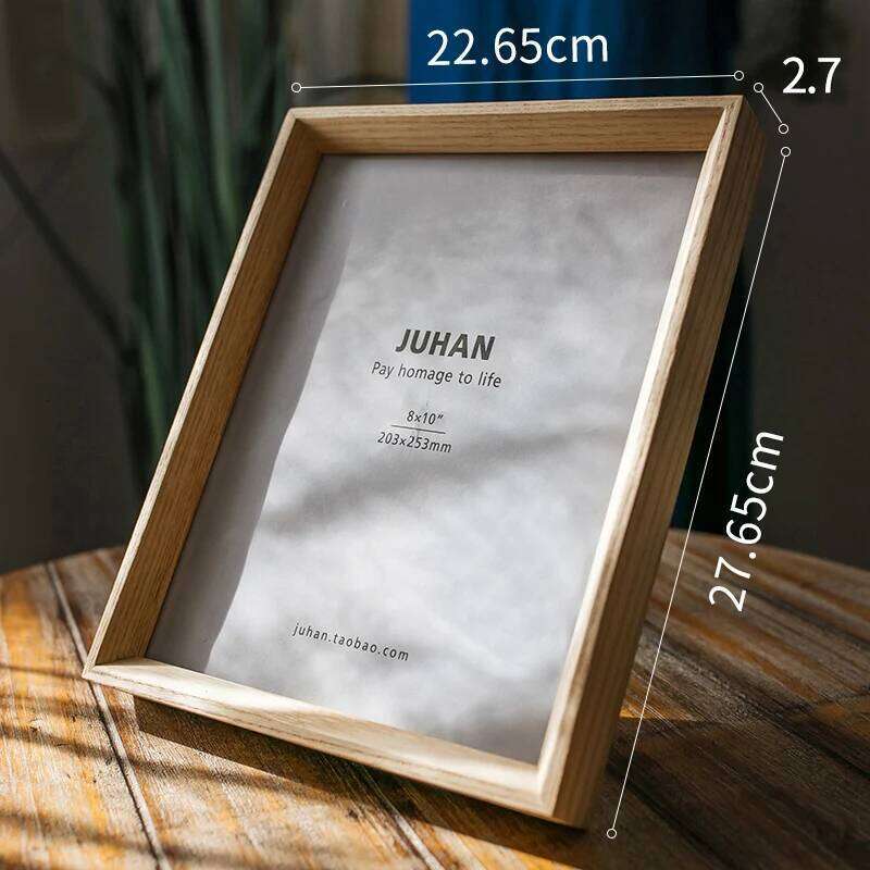 Ash Frame Japanese Style Wooden Photo Display 7/8/10 Inch Picture Frames Natural Wood Desktop Decoration H260306