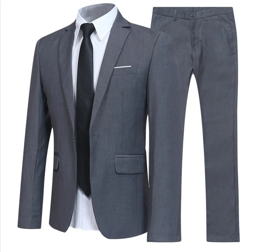 Blazer Suits Men 2 Piece Set Party Coat Straight Pants Ensemble Autumn Button Trousers Suit Jacket Outfits Formal Banquet 260306
