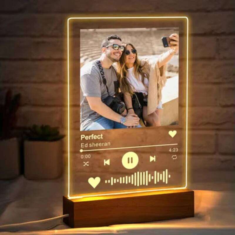 Personalised Acrylic Spotify Music Plaque with LED Night Light Mothers Day Photo frames Custom Couple Gift H260306