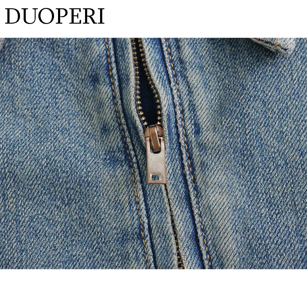 DUOPERI Women Fashion Solid Denim Dress Long Sleeves Female Chic Lady Casual Loose Short Dress 260306
