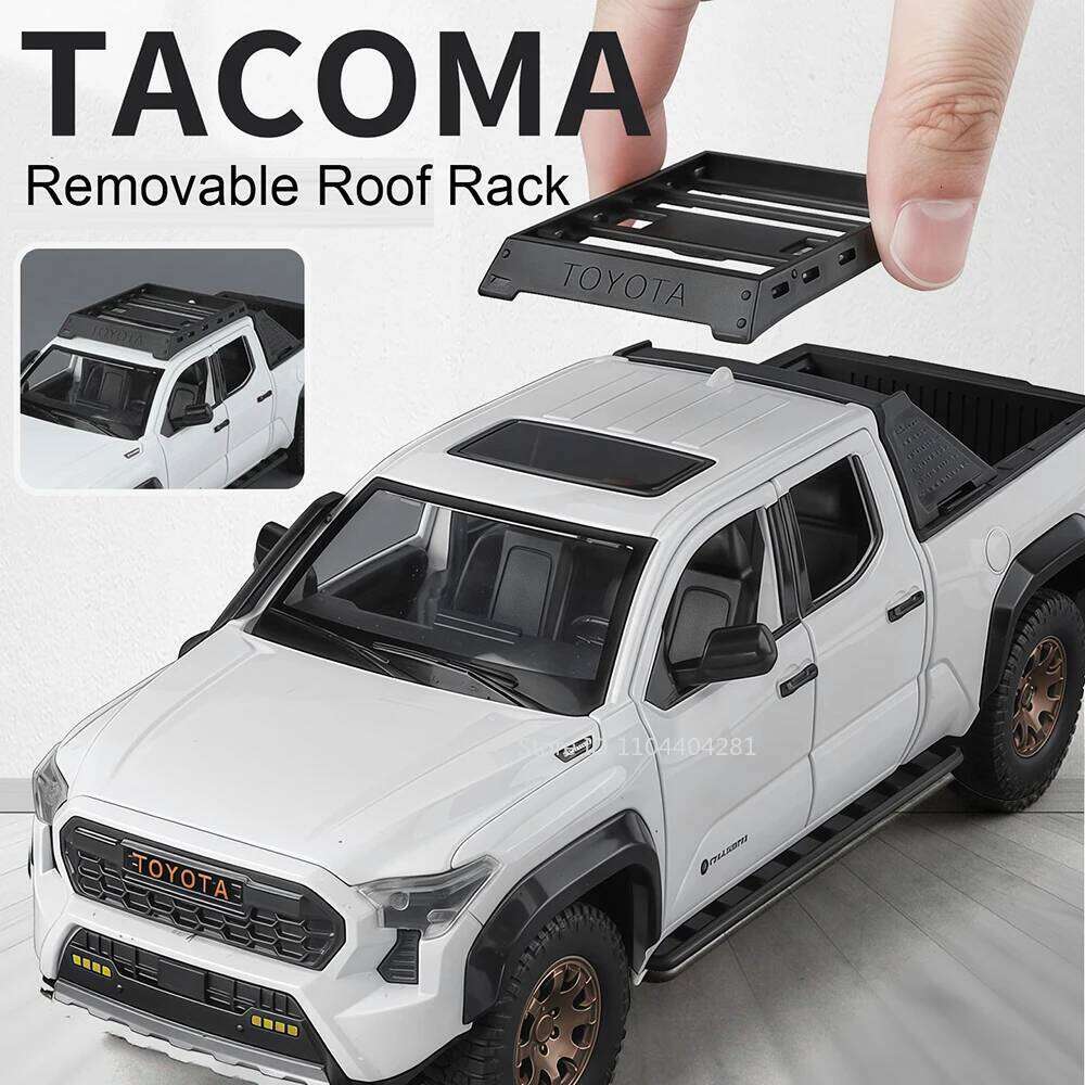 1:24 Alloy Tacoma Tundra Miniature Toys Diecast Models Car Shock Absorption Sound Light Pull Back Vehices Collecting Hobby Gifts Z260306
