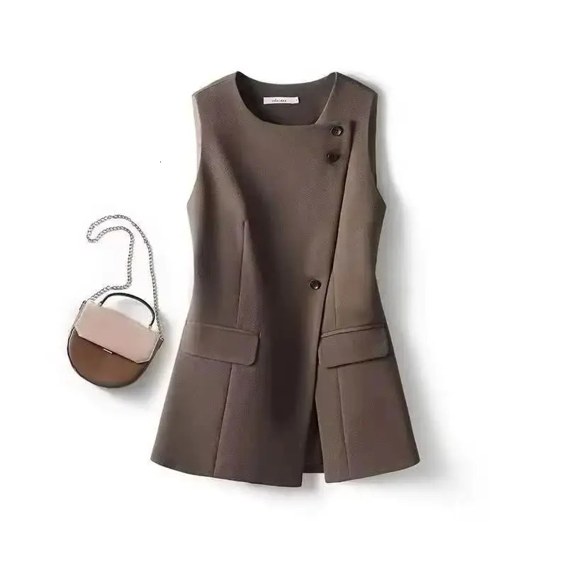 Womens Suit Vest Jacket 2026 Summer Temperament Sleeveless Ladies Waistcoat Tops Loose Korean Version Female Slim Horse Clip 260306