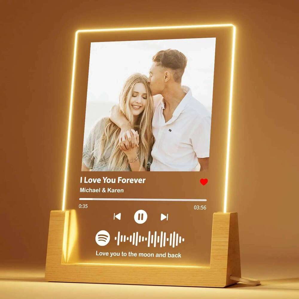 Customized Spotify Music Plaque For Anniversary Valentine Day Personalized Acrylic Photo Frame Lamp Copule Romantic Gifts H260306