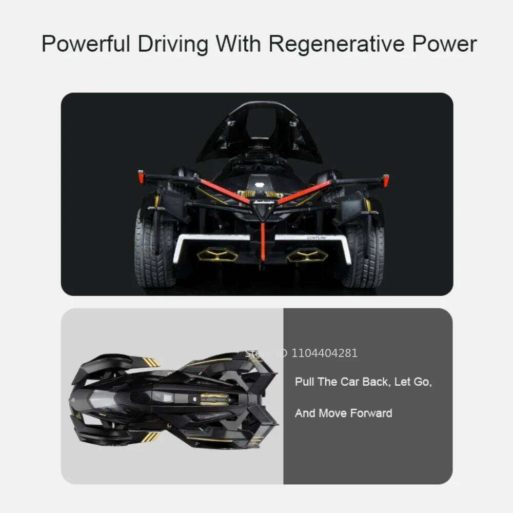 1:22 Lambo V12 GT Veneno Alloy Sports Car Diecast Model Toys with Sound Light Pull Back Doors Opened Metal Vehices Birthday Gift Z260306