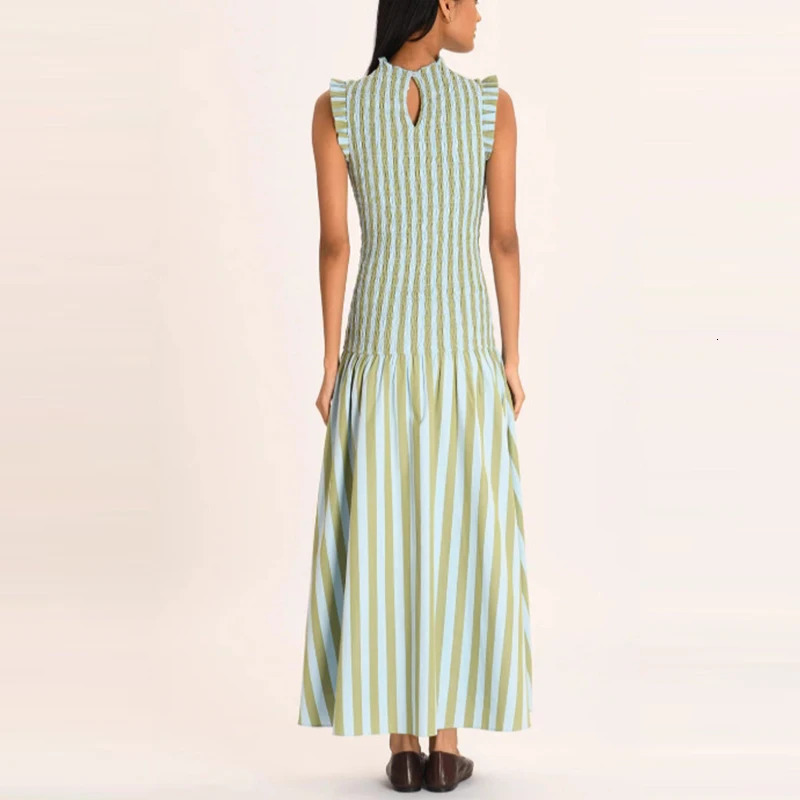 Fashion Half High Collar Vacation Long Dress Casual Sleeveless Draped Bohemian Elegant Hight Waist Slim Swing Party 260306