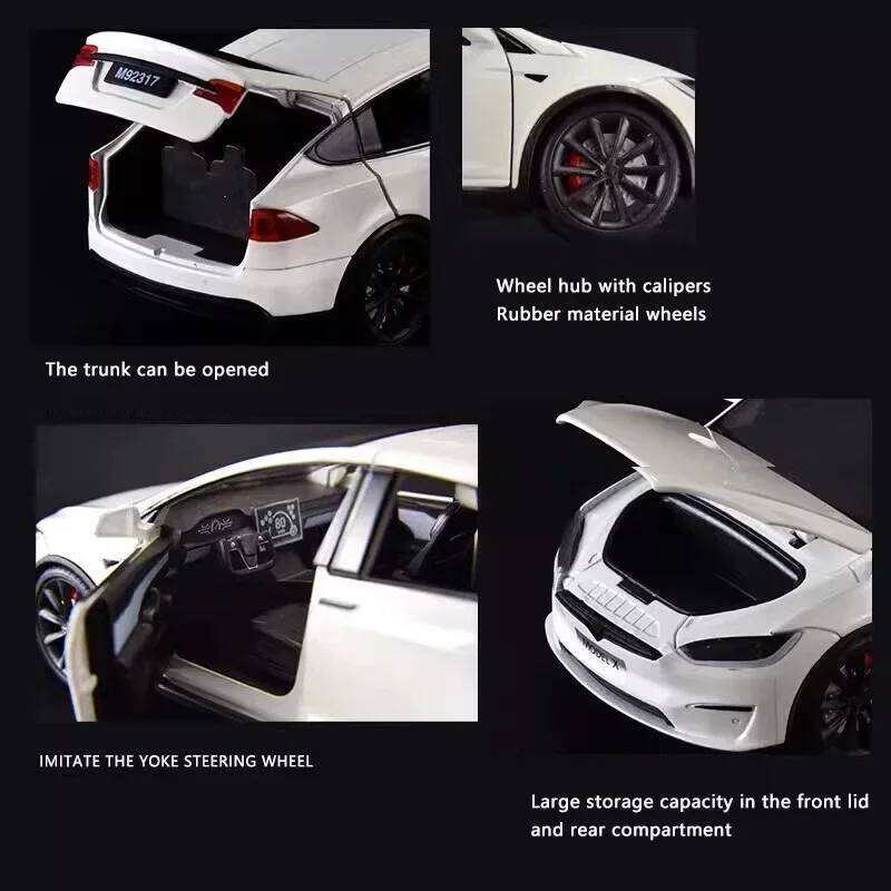 New 1:24 Simulation Tesla X Alloy Model Sound And Light Pull Back Toy Metal Electric Car Boy Collection Decoration Gift Z260306