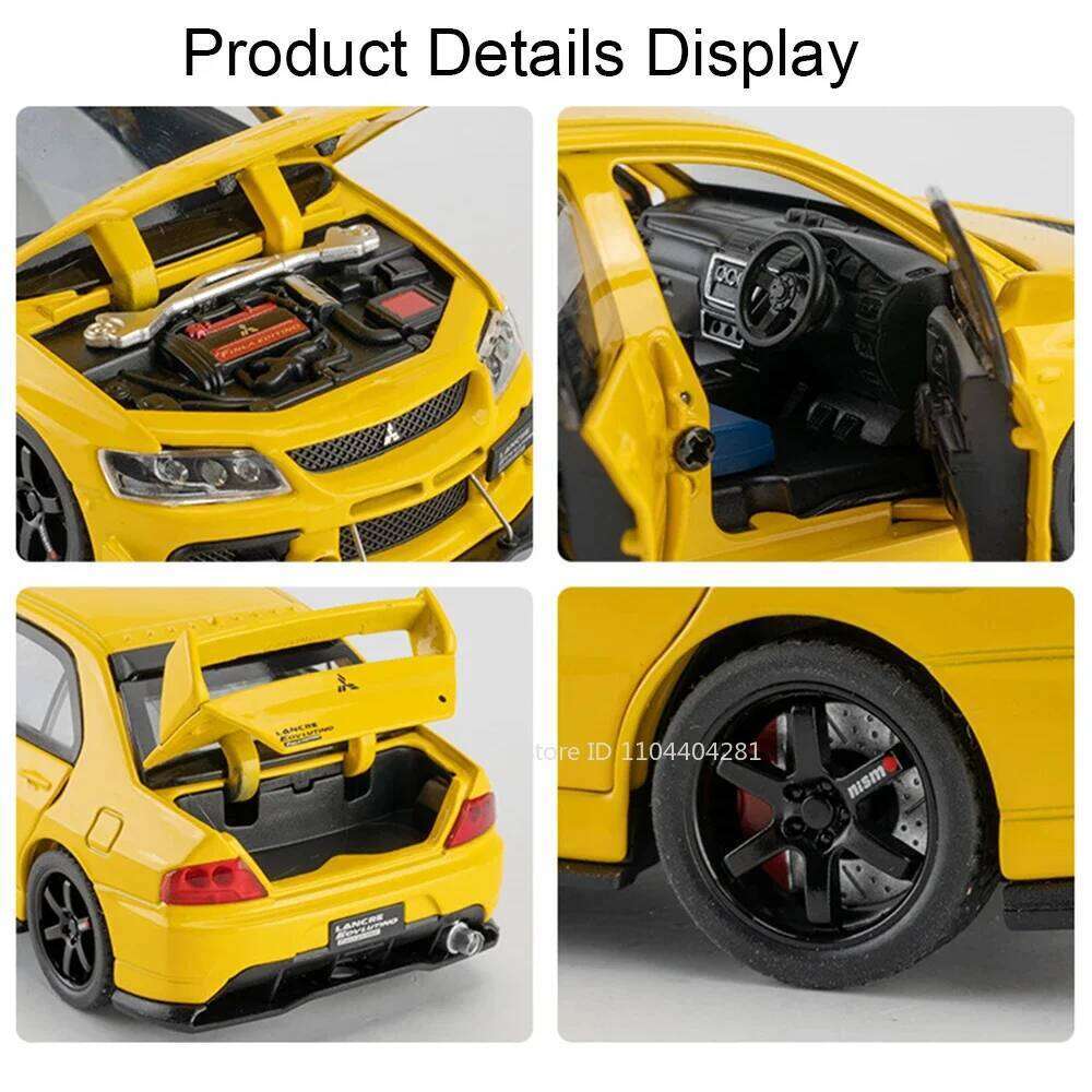 1:32 Mitsubishi Lancer Evolution IX Alloy Sports Car Model Toys Diecast Vehices Doors Opened Sound Light Pull Back Boy Toy Gift Z260306