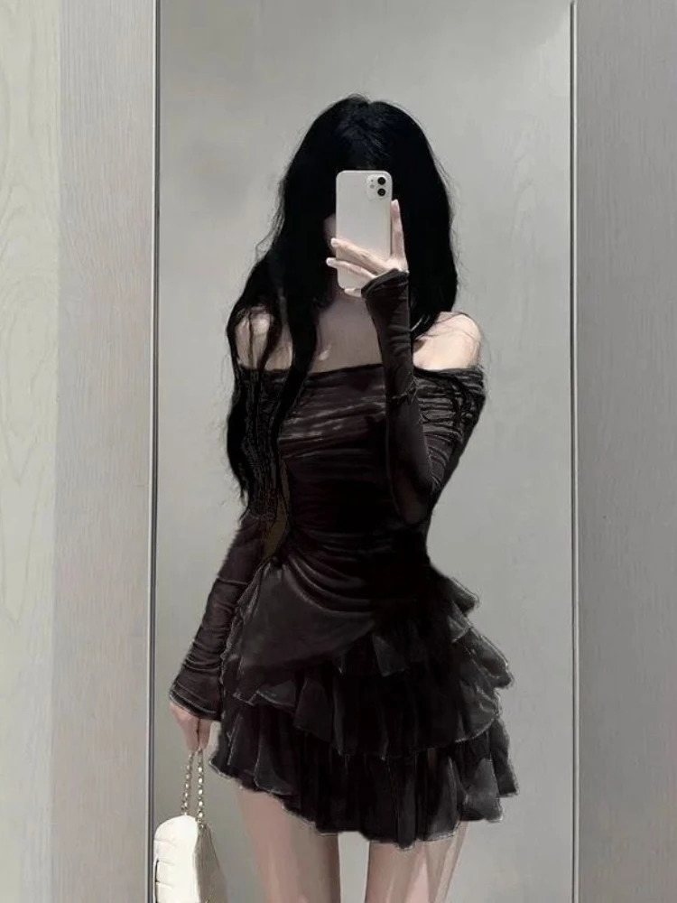 Autumn Two Pieces Skirt Set Women Y2k Crop Tops T-shirt Cake Skirts Japanese Kawaii Fashion Suits Chic Outfits Korean 260304