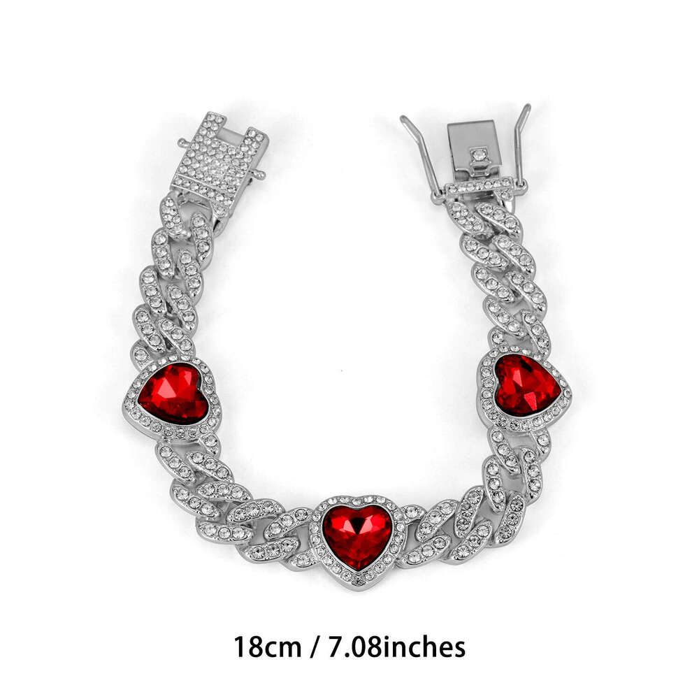 Popular fashion high-end luxury versatile diamond-shaped Cuban chain high-quality zinc alloy necklace hip-hop bracelet for men and women