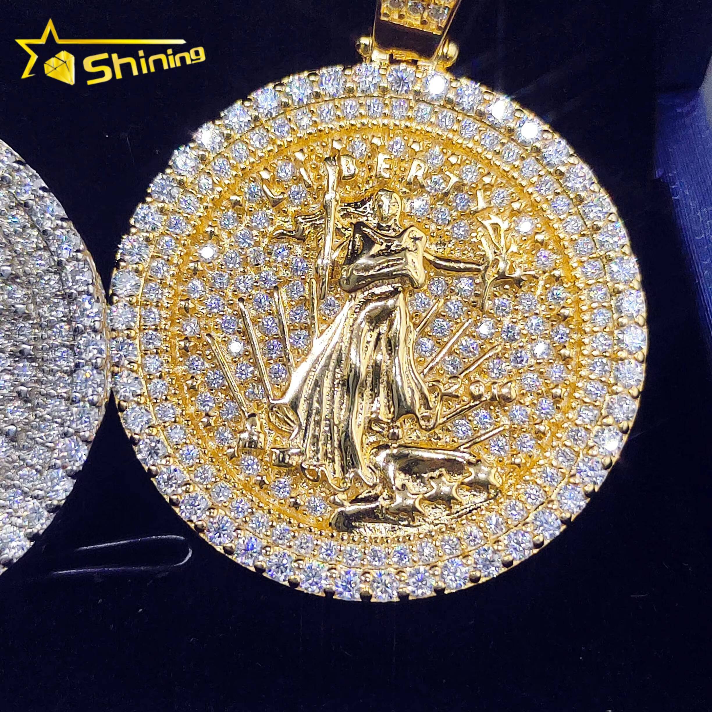 925 Sterling Silver Hip Hop Pendants GRA Certified Liberty Pendant Custom Moissanite Necklace Pendant