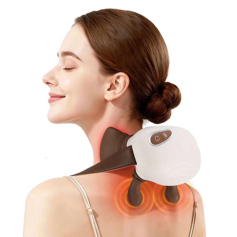 4D Bionic Finger Shoulder Massager Wireless Cervical Hot Compress Trapezius Kneading Massage Shawl Neck masajeador 26Y0307